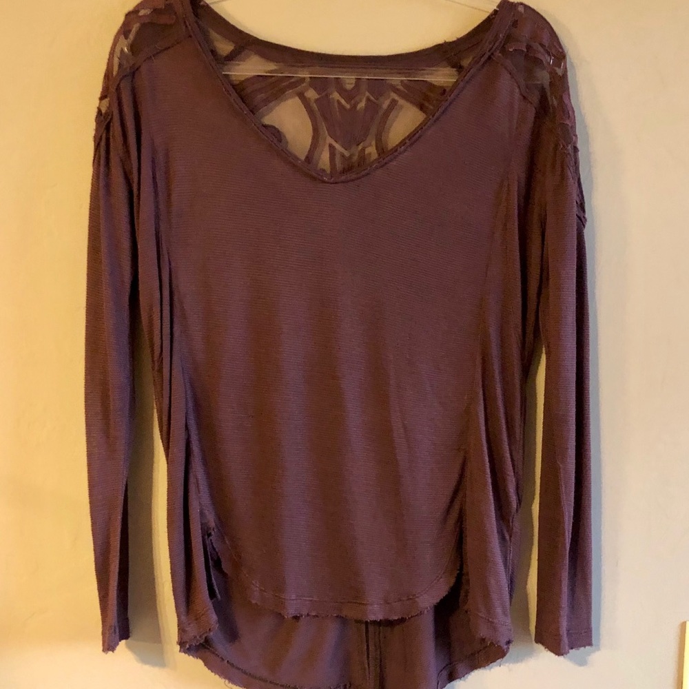 Free People Large Purple Burn-Out Lace Top